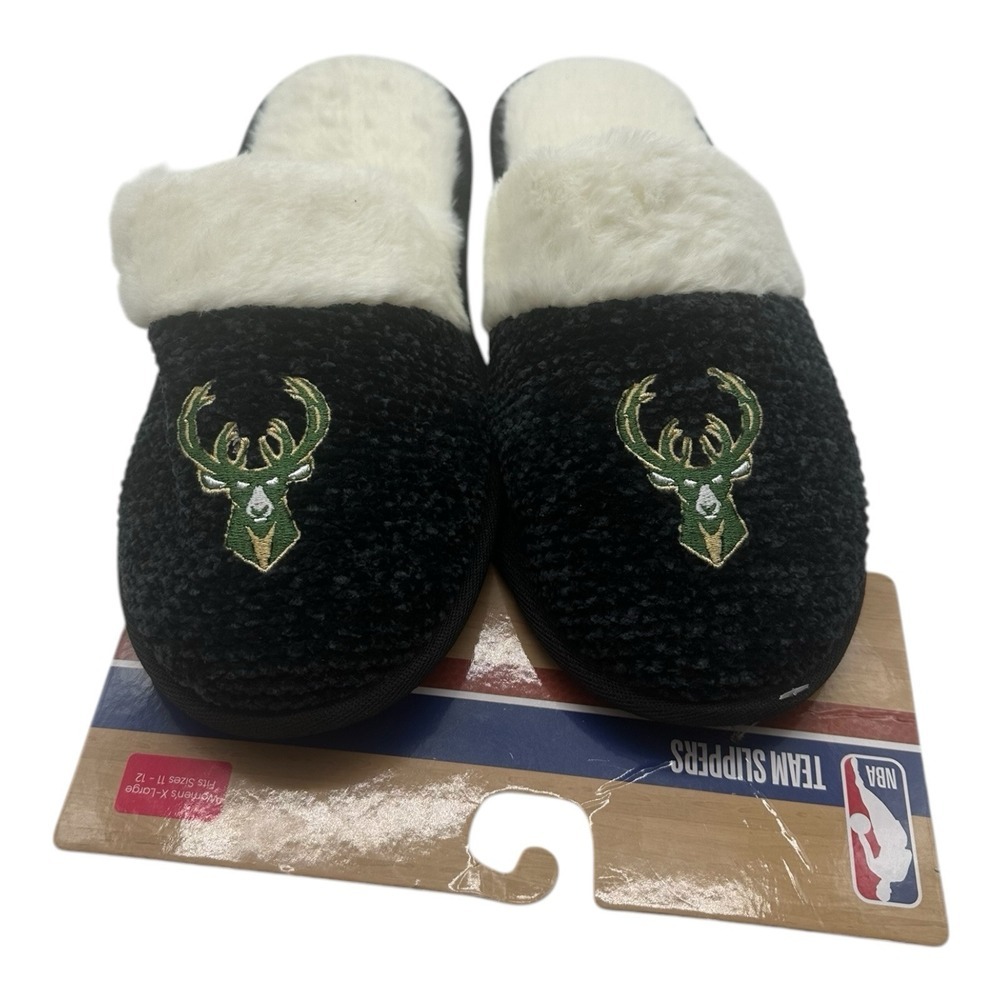 FOCO Milwaukee Bucks Slippers Women's Size XL 11-12 NBA Slip On‎ House Shoes